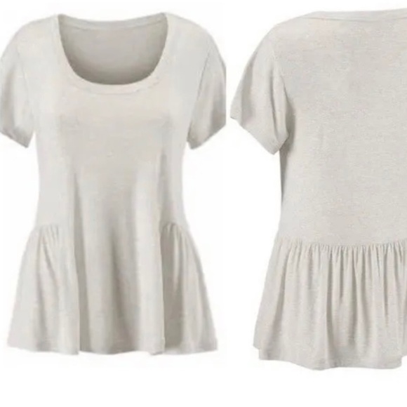CAbi Tops - CABI STYLE 5326 HANGOUT TEE IN HEATHERED OATMEAL-MEDIUM
